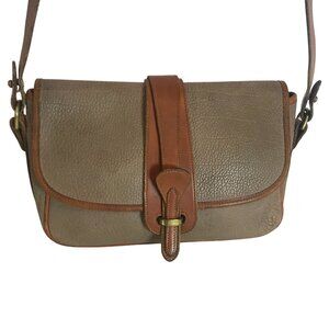Vintage Dooney & Bourke Equestrian Crossbody Bag All Weather Leather Taupe